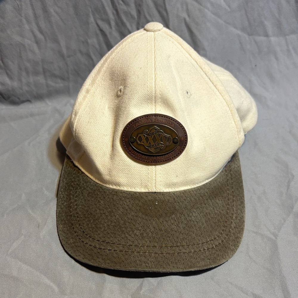 Super Bowl XXXV Cream and Brown Baseball Cap With Front Patch